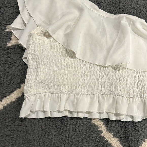 Cropped One Shoulder Smocked Ruffle Tank - Picture 3 of 5